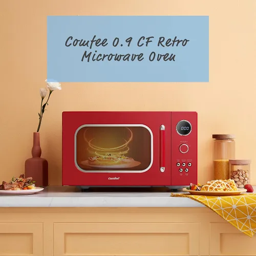 Vista 2 de COMFEE' CM-M093ARD - Horno microondas retro con 9 programas preestablecidos, cocción rápida de varias etapas, función de reinicio del plato