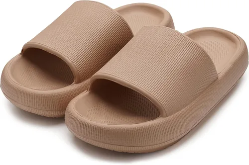 Vista 6 de WHITIN Pantuflas acolchadas para mujer antideslizantes Sandalias de baño acolchadas con suela gruesa Sandalias de baño de secado rápido