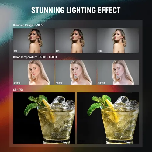 Vista 2 de NEEWER Varita de Luz RGB, Luz de Video de Fotografía Magnética de Mano, Barra de Luz de Tubo LED de Color Completo Atenuable 2500K~8500K CRI95+