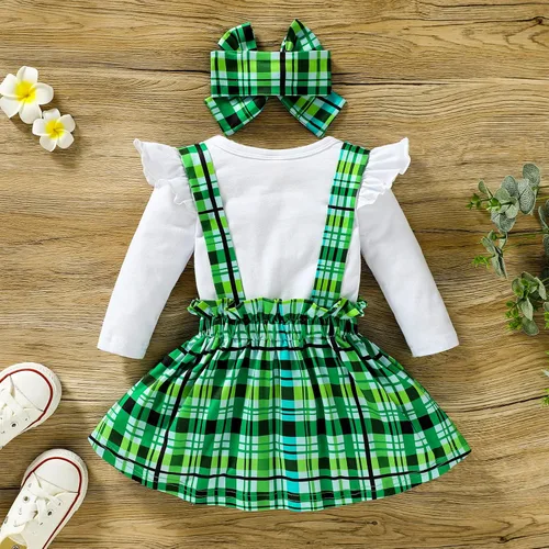 Vista 3 de Conjunto de ropa con tirantes a cuadros para el día de San Patricio