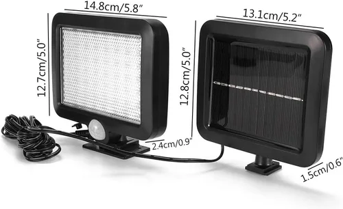Vista 2 de Luz de pared de energía solar, luz con sensor de movimiento al aire libre, 56 LED, luz nocturna de seguridad, panel solar separable para patio
