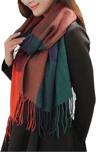 Vista 27 de Wander Agio Chal Largo de Moda para Mujer con Cuadrícula Grande, Bufanda Grande Cálida de Rejilla para Invierno Beige