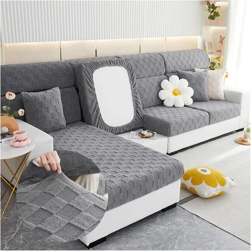 Vista 11 de Funda de cojín elástica para asiento de sofá con parte inferior elástica, de elastano, jacquard, antideslizante, protector de muebles