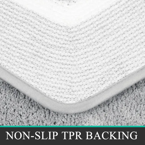 Vista 4 de Pauwer Juego de alfombras de baño de 3 piezas con contorno en forma de U, tapete de baño de microfibra absorbente de felpa antideslizante, lavable a