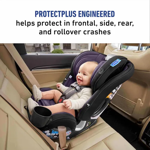 Vista 4 de Graco SlimFit3 LX 3 en 1 Asiento de coche delgado, orientado hacia atrás, orientado hacia adelante a asiento elevador de respaldo alto, Katrina