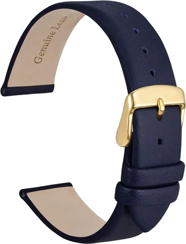 Vista 13 de WOCCI Correa de reloj elegante de 0.315 in de ancho, correa de repuesto de cuero genuino con hebilla dorada (negro)