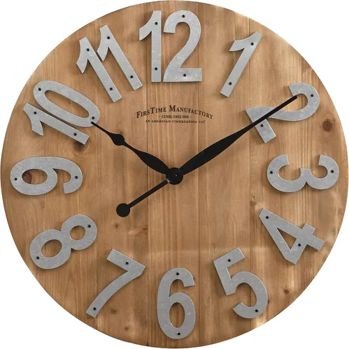 Vista 2 de FirsTime & Co. Reloj de pared de madera con listones, 22.5 pulgadas, color marrón, 243