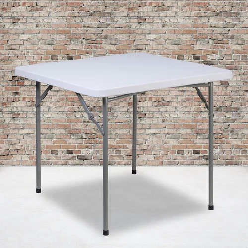 Vista 2 de Flash Furniture Kathryn Mesa plegable cuadrada de plástico blanco granito de 2.81 pies con patas de bloqueo recubiertas de polvo