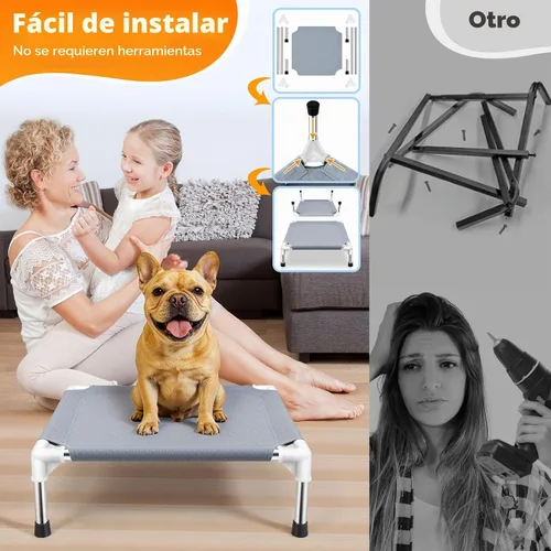 Vista 4 de Cama elevada para perros pequeños, cama de enfriamiento para perros, cama Gris-M-1