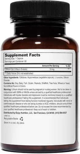 Vista 2 de Orotato de litio - 10 mg de litio elemental, 60 cápsulas vegetarianas (paquete de 2)