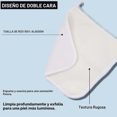 Vista 5 de Toalla de tejido suave para cara - Paños faciales - Toallitas exfoliantes para piel muerta - Paquete de toallas exfoliantes - A granel - Toallitas