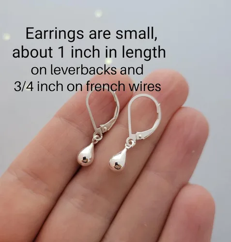 Vista 13 de Sterling Silver Teardrop Earrings Small Everyday Earrings for Women and Girls