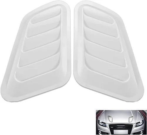 Vista 9 de Cubierta decorativa de entrada de flujo de aire para automóvil, kit de cuerpo universal para capó, paquete de 2 accesorios de ventilación para Negro