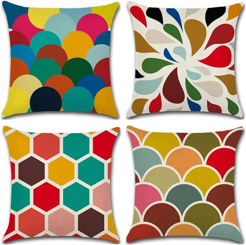 Vista 21 de Juego de 4 fundas de almohada de 18 x 18 pulgadas, modernas fundas de almohada para sofá, decoración para el hogar, exterior, tela de lino Estilo 1