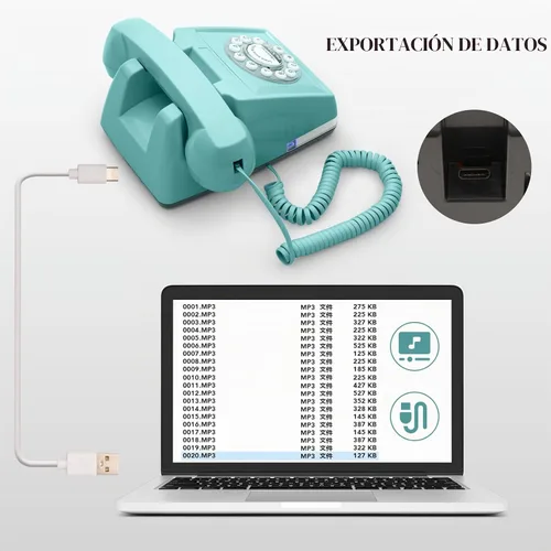 Vista 5 de UKBW Teléfono de Libro de Invitados de Audio para Bodas, 32G de Grabación, Mensaje de Audio Personalizado con Libro de Invitados, Libro de Invitados
