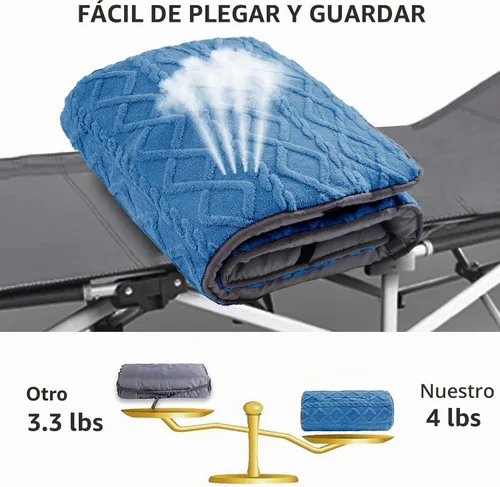 Vista 4 de Folding Camping Cot Pad - Portable & Comfortable Outdoor Sleeping Mat with Elastic Strap, Lightweight Waterproof Bottom Mattress Pad Azul