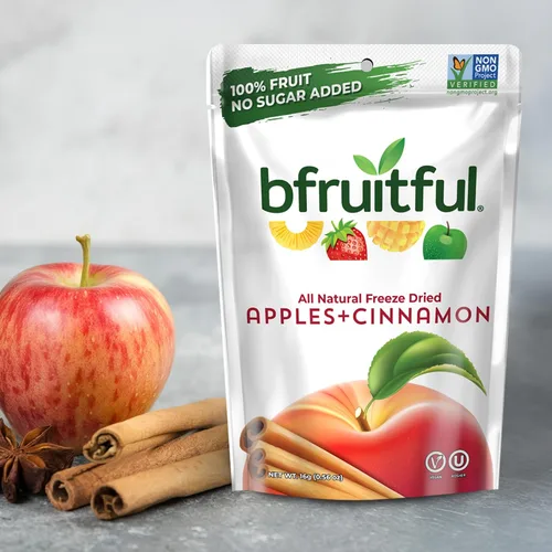 Vista 5 de bfruitful Manzana liofilizada + canela, sin azúcar añadido, paquete de bocadillos de frutas liofilizadas o para niños y adultos, bocadillos