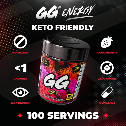 Vista 3 de Gamer Supps GG® Energy - Ponche de Pitahaya (100 Porciones) - Energía de Juego Amigable con Keto y Mezcla Nootrópica, Sin Azúcar + Cafeína Orgánica