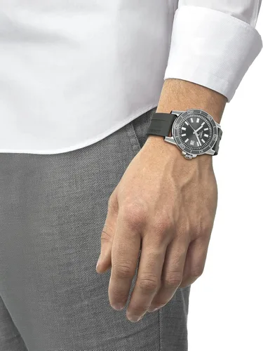 Vista 4 de Tissot Supersport Gent 316L - Reloj de cuarzo con caja de acero inoxidable para hombre, gris, goma, 22 (T1256101708100), Gris, Reloj de cuarzo