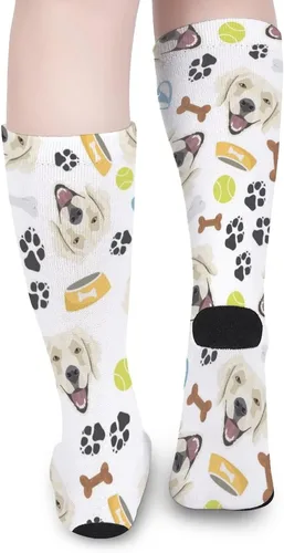 Vista 4 de FunnyStar Smiling Dog Golden Retriever - Calcetines de compresión hasta la rodilla para mujeres y hombres, para ocio de fiesta