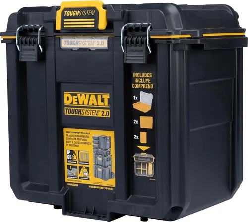 Vista 25 de DEWALT TOUGHSYSTEM 2.0 Caja de herramientas profunda compacta y duradera con divisores extraíbles (DWST08035)