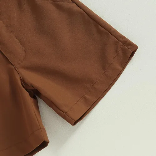Vista 6 de Gueuusu Ropa de Halloween para bebé niño, camisa de manga corta con botones y cintura elástica, 2 piezas, traje de caballero