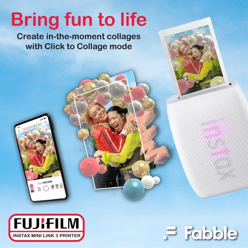 Vista 6 de Fujifilm Instax Mini Link 3 Impresora para smartphone - Paquete de color blanco arcilla con estuche protector, película instantánea pack doble