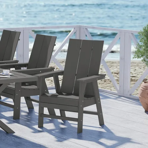 Vista 11 de WestinTrends Malibu Outdoor Patio HDPE Adirondack Silla de comedor para patio, color negro