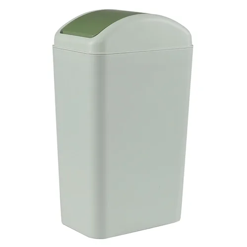 Vista 9 de Bote de basura de 3 galones con tapa, cubo de basura de plástico con tapa abatible (gris) Slim Swing-Top Waste Bin, Narrow Rectangular Body