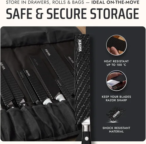Vista 5 de Asaya Protectores profesionales para filos de cuchillo, dos fundas universales para cuchillos Streak, 6 x 1 pulgada, extra resistente, plástico ABS