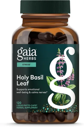 Vista 10 de Gaia Herbs Hoja de albahaca sagrada, 60 cápsulas veganas, 30 porciones