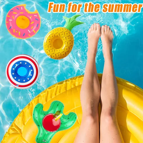 Vista 5 de Soporte inflable para bebidas, paquete de 25 flotadores, varios diseños, flotadores, portavasos para bebidas para despedida de soltera, fiesta