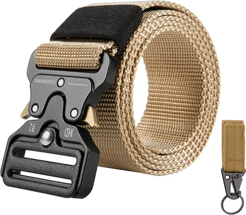 Vista 8 de KingMoore - Cinturón táctico para hombre, resistente, ajustable, estilo militar, de nailon con hebilla de metal
