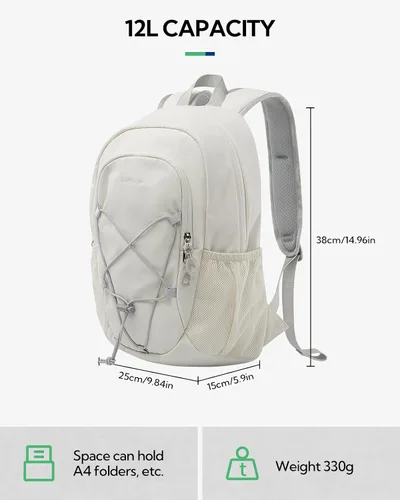 Vista 2 de WATERFLY Mochila de Senderismo Pequeña de 12L: Mochila de Día Ligera Bolsa de Viaje Camping Fitness Ciclismo Deportes al Aire Libre Mochila Diaria