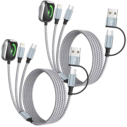 Vista 17 de Cruise Essentials Cable de Carga 4 en 2 para Cargador Apple iWatch/iPhone 17/Lightning/Micro, Cable Cord de Carga Múltiple de Viaje Compatible