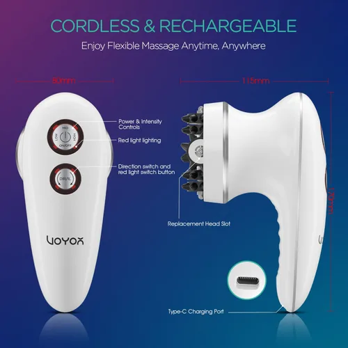 Vista 6 de VOYOR Masajeador eléctrico para celulitis, máquina de esculpir el cuerpo para brazos, vientre, piernas, cintura, glúteos, 3 fortalezas para limpieza