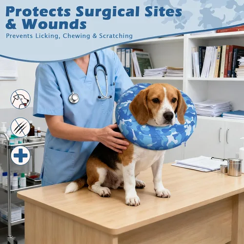 Vista 3 de IEUUMLER Collar inflable de recuperación para perro, collar electrónico protector para el cuello, collar suave ajustable para perros y gatos después
