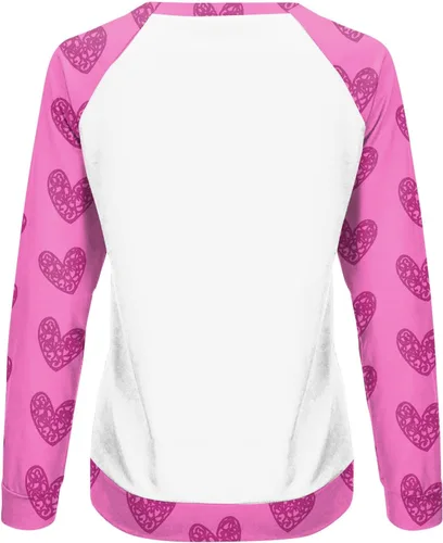 Vista 3 de Sudaderas para el día de San Valentín para mujer, blusas de cuello redondo, casuales, sin botones, estampado de corazón, camisas de manga larga