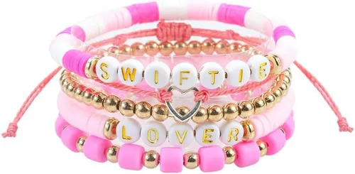 Vista 4 de TS Swift Merch Taylor Pulsera Amante Era Swift Outfit Little Words Project Bracelet Eras Tour Outfits 1989 Taylor Album Inspirado Pulsera Amistad