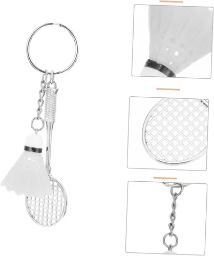 Vista 3 de Sosoport Llavero de bádminton de 4 piezas, mini regalos, accesorios de mochila, pelota de fútbol, llavero de fiesta deportiva