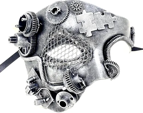 Vista 24 de Máscara de estilo steampunk para hombre, máscara de Mardi Gras, disfraz de Halloween, boda, fiesta, cosplay