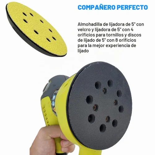 Vista 3 de Reemplazo de almohadilla lijadora de 5 pulgadas compatible con Ryobi RS290 RS280VS RS281VS
