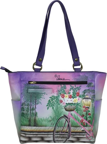 Vista 2 de Anna by Anuschka Women's Hand Painted Genuine Leather Large Shoulder Tote