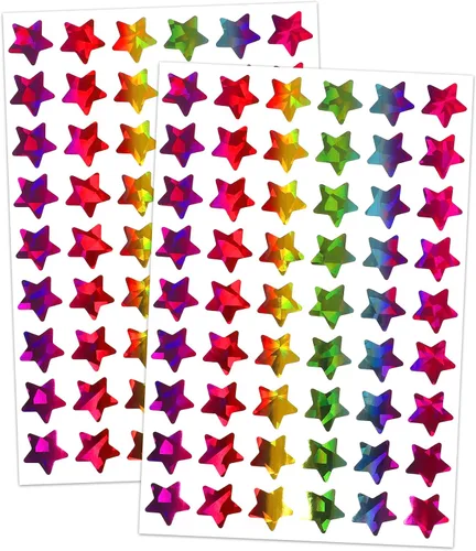 Vista 9 de Paquete de 1620 unidades, 6 colores, calcomanías holográficas pequeñas de estrella para recompensa de niños, tabla de comportamiento, suministros