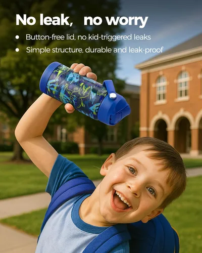 Vista 2 de Botella de Agua Choco Mocha para Niños para la Escuela, Botella de Agua Aislada para Niños de Acero Inoxidable para Niños, 14 Oz Camión Monstruo