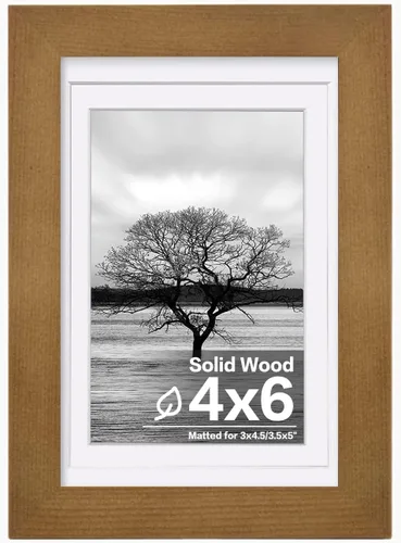 Vista 111 de Egofine - Portarretratos de 4 x 6 pulgadas, de madera maciza con plexiglás, para fotos de 3.5 x 5 con paspartú o de 4 x 6 sin paspartú, para colocar