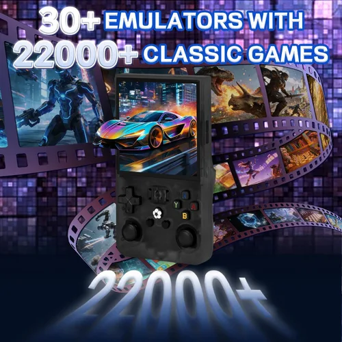 Vista 2 de R36MAX - Consola de juegos portátil – Compatible con más de 22000 juegos clásicos, tarjeta TF de 128 G, consola portátil con pantalla de 4.0