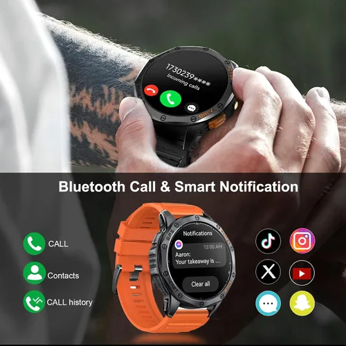 Vista 8 de Relojes inteligentes militares con GPS integrado, más de 170 modos deportivos para hombres con linterna, reloj inteligente para teléfonos Android