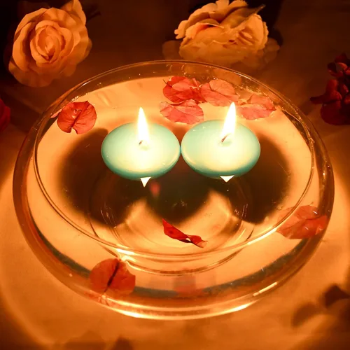 Vista 6 de Zest Candle Velas flotantes de 24 piezas, 2.25 pulgadas, turquesa