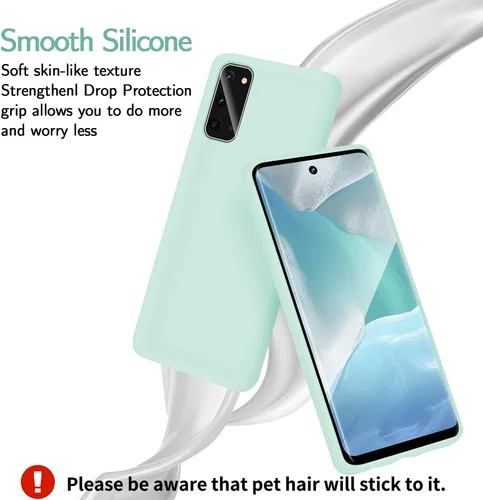 Vista 6 de Funda para Galaxy S20 de 6.2 pulgadas (2020), silicona líquida suave protectora y forro de microfibra antiarañazos, a prueba de golpes, compatible